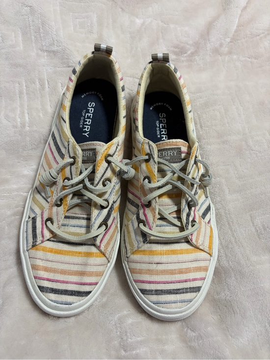 Sperry Shoes - Sperry Striped Canvas Low-Top Sneakers in Yellow, Pink, Navy and Cream
